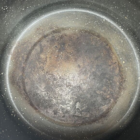 Vintage Hand Painted Black Speckled Enamelware Soup Pot Stock Pot Decor LID - Picture 12 of 13